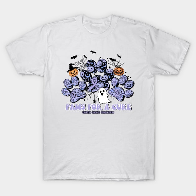 Gastric Cancer Awareness - paws for a cure halloween T-Shirt by Gost